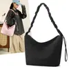 Bolso de Hombro Grande de Capacidad con Cordón y Pliegues Color Sólido Simple para el Trabajo Cruzado Bolso Tote de Mano Casual Japonés
