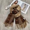 Bufanda Sense de Alta Gama de Marca Grande Maillard 2024 Nueva Retro Chal de Doble Cara Imitación Cachemira Cálida Bufanda con Borlas Mujer