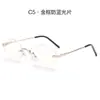 Gafas de Sol Ovaladas Sin Montura de Metal Estilo Nuevo Transfronterizas, Gafas de Sol Moda Europea y Americana con Borde Cortado para Hombres y Mujeres, En Stock