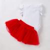 Roupas Infantis de Primavera e Outono Dia dos Namorados Roupas para Recém-Nascidos Conjunto de Macacão com Chapéu e Saia para Bebê Menina