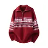 Suéter de punto transpirable versátil casual de ajuste holgado estilo retro americano con cuello medio con cremallera para otoño para hombre, transfronterizo de Amazon
