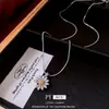 Colar com Pingente de Flor Margarida de Zircônia Transfronteiriço, Luxo Leve, Alto Padrão, Corrente Simples para Clavícula, Joia de Nicho Inspirada em Design para Mulheres