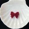 Diadema con lazo rojo vino flocado para otoño e invierno, hecha a mano, para teléfono móvil, horquilla, material de joyería