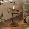 Mesa redonda pequeña, mesita auxiliar de lujo ligero para sofá, mesa de té pequeña para el hogar en la sala de estar, mesa auxiliar, mesa de rincón retro, almacenamiento de noche de hierro forjado, balcón