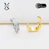 Pendientes de Aro de Titanio G23 tipo Rock Candy Europeos y Americanos Transfronterizos con Circonita Cúbica Lateral Anillo para la Nariz Pendientes de Aro sin Costura