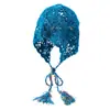 Gorro de punto hueco tejido a mano con borlas florales para mujer, adecuado para fotografía y viajes en el oeste de Sichuan, turbante elegante y único