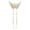 Clip de Pinza para Cola de Caballo de Mariposa de Circonita de Lujo con Colgante de Borla Larga, Pinza para el Cabello de Medio Recogido de Alta Gama, Accesorio para el Cabello de Pinza de Tiburón