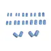 Novo Estilo Europeu e Americano Gradiente de Ondas Azuis Simples Moda Estilo Ins 24 Peças Nail Art Unhas Postiças Atacado