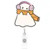 Porta-insignia retráctil de acrílico con diseño de fantasma de Halloween, lindo personaje de dibujos animados, colgante lindo, decoración de placa de nombre de oficina