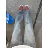 Jeans con estampado de bambú rayo para hombre, corte recto holgado, pantalones con vibra de alta calle americana, jeans acampanados retro versátiles y modernos