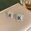 Estilo Igual a Xiaohongshu Superficie Lisa Diamante Microincrustado Trébol de Cuatro Hojas Conjunto Moda Femenina Lujo Ligero Celebridad de Internet Exquisito Accesorios de Cadena para Clavícula