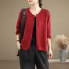 Tiro real Otoño/Invierno Nuevo Simple Color Sólido Chaqueta Cardigan de Doble Cremallera Talla Grande Manga Larga Cuello Redondo Top para Mujer