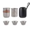 Juego de Té de Titanio Puro Completo Caja de Regalo Camping al Aire Libre Taza de Té de Doble Capa Tetera Doméstica Portátil Regalo Cafetera