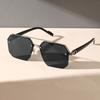 Gafas de Sol de Nuevo Estilo para Hombre, Adecuadas para Conducir, Hacen que la Cara Parezca Más Delgada, Protección UV, Gafas de Sol de Medio Marco de Gama Alta, Montura Cuadrada, Envío Gratis C