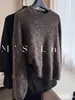 ¡Altamente Recomendado! Suéter de Cachemira de Alta Gama Estilo Europeo Color Café para Mujer, Tejido de Punto Pullover Engrosado y Cálido para Otoño e Invierno