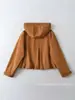 Chaqueta corta protectora del sol holgada adelgazante con capucha transfronteriza para mujer, nueva camisa superior casual fina de otoño para aire acondicionado