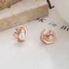 Pendientes de botón de plata de ley 925 con conejo y perla para Mujer, nueva y linda cadena para clavícula de conejo lunar, diseño personalizado, joyería para orejas de Instagram