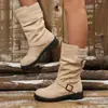 Botines de tobillo gruesos con punta redonda, estilo europeo y americano, para mujer, venta al por mayor, nueva colección otoño/invierno 2026, versátiles botas de montar de moda negras