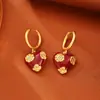 Collar Colgante Flor Gota de Aceite Esmalte Retro Francés Estilo Pintura al Óleo Cadena Clavícula Moda de Gama Alta Aretes Corazón para Mujer