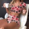 Ropa de casa sexy de comercio exterior transfronteriza, negra, fina, cuello redondo, impresión de seda de leche, en stock, suministro de apoyo, envío directo