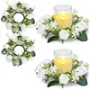 2/6 Piezas Corona Portavelas de Rosa Artificial Decoración de Escena de Boda Decoración de Banquete Decoración del Hogar Transfronterizo