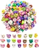 Fatias Coloridas de Argila Macia, Argila Macia Perfurada com Desenhos de Frutas e Letras em Inglês, Conjunto de Contas para Pulseira, Partículas de Argila Macia