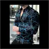 2026 Camisa de Manga Larga Estampada en 3D para Hombre de Venta Caliente Europea y Americana Moda Tendencia Cárdigan Superior de Lunares Degradados