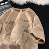 Camiseta Casual Criativa Divertida de Camurça Estampada com Gola Redonda de Manga Curta para Homens e Mulheres Verão Fina Tendência Simples