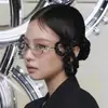 Série de Joias Iguais da Jennie Armações de Óculos com Diamantes, Estilo Puro Desejo, Armações Pequenas Ovais com Lentes Planas, Óculos de Grau