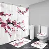 Cortina de Ducha de Hotel de Lujo Modelo Nuevo con Estampado Digital de Alta Definición Patrón de Flor de Ciruelo Juego de Cuatro Piezas, Una Pieza Hecha a Medida de la Imagen Proporcionada