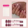 Amêndoa Doce Fresco Vermelho Rosa Minimalista Design de Linha Unha Decorada Finalizada Pontas de Unha Usáveis Adesivos de Unha Postiça Transfronteiriço Europeu e Americano
