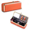 Estilo Novo Estojo Portátil de Couro Genuíno para Óculos, Bolsa Estojo para Armações de Sol, Estojo para Lápis de Sobrancelha Feminino, Necessaire, Bolsa para Joias
