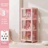 Vitrina de Cristal Rosa para Guardar y Exhibir Artículos, Vitrina a Prueba de Polvo, Armario de Almacenamiento, Vitrina para Figuras