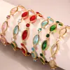 Procesamiento y Personalización de Pulseras Macaron Multicolores Chapadas en Acero Inoxidable con Oro Real de 18 Quilates, con Piedras de Vidrio y Pulseras Versátiles