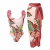 Venta Caliente en Stock Traje de Baño Retro de una Pieza Europeo y Americano Espalda Descubierta Falda de Flores Traje de Baño para Mujer Transfronterizo Chifón Falda Venta al por Mayor Adelgazante