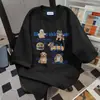 Camiseta Manga Curta Oversize Estilo Coreano Estampa Divertida Graffiti Verão Ins Design de Nicho Estilo Casal Top Tendência