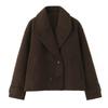 Ropa de Mujer de Exportación Transfronteriza Otoño e Invierno 2025 Estilo Europeo y Americano Solapa Manga Larga Doble Botonadura Chaqueta Corta de Lana para Mujer E26204