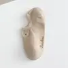 Calcetines Invisibles Finos de Verano para Mujer con Diseño de Oso, Color Sólido, Bordado Simple de Dibujos Animados, Talón Antideslizante, Calcetines de Tobillo de Algodón de Verano