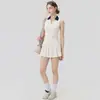 Roupas de yoga transfronteiriças no atacado: Top esportivo com zíper parcial e sutiã embutido, saia de tênis modeladora e conjunto de roupa fitness para mulheres, disponível para dropshipping