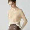 Suéter de cachemira para mujer con cuello en V y diseño de punto calado degradado, jersey de punto de manga larga para otoño e invierno, nuevo jersey ligero