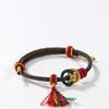 Serie Navideña Cuerda de Mano Cuentas Acabadas Tejido a Mano Pulsera de la Paz para Hombre y Mujer Colgante Dorado Semiterminado