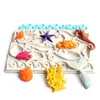 Molde de silicona para chocolate, estrella de mar, concha de cola de sirena, estrella marina de cinco puntas, molde para hornear fondant