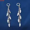 Accesorios de Colgante con Borla de Platino de Plata Esterlina, Hojas, Flores, Platillo Volador, Anillo Doble Antiguo Retro, Mitad de Cadena, Accesorios de Bricolaje