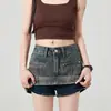 Falda pantalón de mezclilla para mujer 2026, falda de línea A de cintura alta adelgazante para chica de verano, falda versátil que se ajusta a la cadera, falda de mezclilla de moda