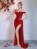 Top Tubo de Paetês Popular Transfronteiriço Europeu e Americano Vestido Sexy Fenda Banquete Longo Modelagem Slim Vestido de Noite