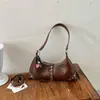 Bolsa tote versátil e moderna estilo Maillard para ombro e axila, novo design retrô de nicho, bolsa feminina de luxo leve