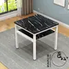 Sencillo juego de mesa y sillas de comedor de doble capa, mesa cuadrada para uso doméstico, económico para apartamentos pequeños, elegante mesa y sillas de comedor con almacenamiento, mesa pequeña