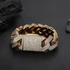 Cadena Cubana de Tres Filas con Diamantes Completos de 25 mm Hip-Hop Transfronterizo Europeo y Americano Joyería de Circonita Pulsera Personalizada de Alta Calidad para Hombre Personalización