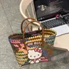 Bolso de Gato Bolso Tejido a Mano Bolso de Trabajo para Viajar Bolso de Mujer Bolsa de Cesta de Verduras de Dibujos Animados Bolso de Mano para Vacaciones de Niños