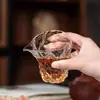 Copo de Vidro Transparente Martelado com Padrão de Noz Estilo Japonês, Espesso Resistente ao Calor, Acessório para Conjunto de Chá